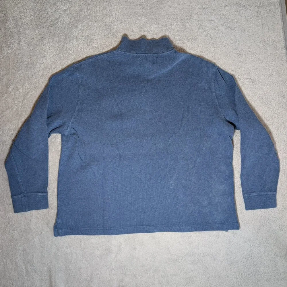 Ralph Lauren Polo Sweater Men XXL Blue 1/4 Zip Pony Pullover Preppy *Fits Small*